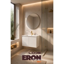 Lode Bath Premium Eron 80 cm Banyo Dolabı – Mat Beyaz Lake | Blum Menteşe | Cerastyle Ibiza Seramik Lavabo | Ayna Dahil