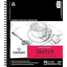 Renas Store Canson 702-193 Evrensel Eskiz Defteri, Yan Tel Ciltli, 11" x 14", Beyaz