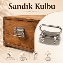 Badem10 Sandık Kulpu Nikel Renk Metal Mobilya Dolap Çekmece Kutu Taşıma Kulbu Montaj Uyumlu