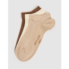 Pierre Cardin Kadın 3'lü Patik Çorap 50334005-VR011 Bej Renk Dokuma Kumaş Özellikleriyle Rahat Kullanım