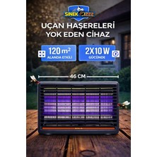 Xolo 2X10W Bahçe Balkon Teras Tipi Mor LED Uv-C Işıklı Sinek Öldürücü Aydınlatma 120M2 Etkili Dış Mekan