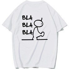 Brz Collection Unisex Oversize Bla Bla Bla T-Shirt (Beyaz)