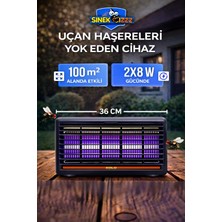 Xolo 2X8W Bahçe Balkon Teras Tipi Mor LED Uv-C Işıklı Sinek Öldürücü Aydınlatma 100M2 Etkili Dış Mekan