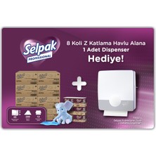 Selpak Professional Extra Z Katlama Dispenser Havlu 200 Yaprak 12'li x 8 Koli + Touch Z Katlama Havlu Dispenseri Hediyeli