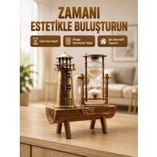 Renas Store Deniz Feneri Tasarımlı Ahşap Kum Saati – Retro Masa Aksesuarı Yeni Nesil
