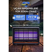 Xolo 2X12W Bahçe Balkon Teras Tipi Mor LED Uv-C Işıklı Sinek Öldürücü Aydınlatma 150M2 Etkili Dış Mekan