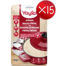 Yayla Gönen Baldo Pirinç ve Zenginleştirilmiş Pirinç Ürünü (D+B9+Fe) 1 kg X15