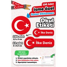 Msticker 190 Adet Kişiye Özel Okul Etiketi Isimli Kalem Defter Suluk Etiket Dayanıklı Etiket Türk Bayrağı