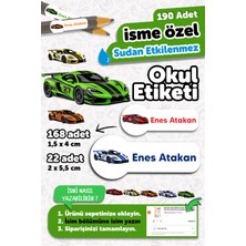 Msticker 190 Adet Kişiye Özel Okul Etiketi Isimli Kalem Defter Suluk Etiket Dayanıklı Etiket Yarış Arabaları