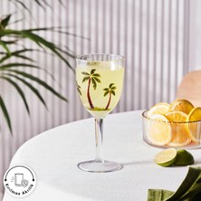 Karaca Palmera Palmiye Desenli Kırılmaz Akrilik Kadeh 420 ml Şeffaf
