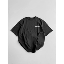 İkales Ikales Baskılı Oversize Bisiklet Yaka T-Shirt - Siyah