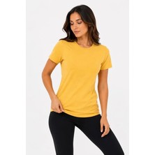 İkales Ikales Basic Tişört Bisiklet Yaka Kısa Kol Günlük Yazlık Slim Fit T-Shirt - Sarı