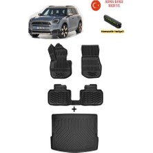 Ahlparts Mini Countryman U25 Ev Elektrikli 2024 Sonrası Uyumlu 3D Havuzlu Paspas ve 3D Bagaj Havuzu Seti  Asma Koku ve Numaratör Hediyeli