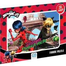 Kazan Hobi Ca Games Mucize: Uğur Böceği ile Kara Kedi Lisanslı 35 Parça Çerçeveli 34X24CM Çocuk Puzzle Yapboz (Kırmızı2)