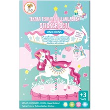 Kazan Hobi Lino Tekrar Tekrar Kullanılabilen Sticker Seti Unicorns