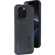 Renas Store Iphone 15 Pro Max Kılıf Sara Kartvizitli Deri Kılıf - Siyah