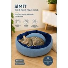 Glipet Kedi ve Küçük Irk Köpek Yatağı Yumuşak Minderli Simit Pet Yatağı Mavi