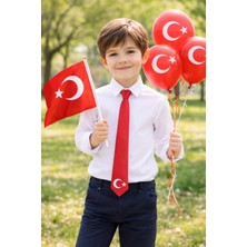 Vitrinmixmini SATEN KUMAŞ ÜSTÜNE TÜRK BAYRAK BASKILI ÇOCUK KRAVAT-ÖZEL KUTULU