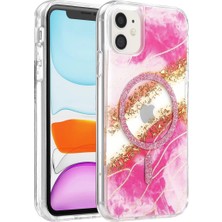 Techora Sale Mey Ithalat®   iPhone 11 Lotus Simli Magsafe Kapak - Pembe