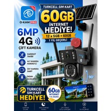 Ventus O-Kam 38154G 6mp Dual Lens Güneş Panelli Solar Sirenli Güvenlik Kamerası 1 Yıl İnternet