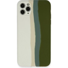 Renas Store Iphone 11 Pro Kılıf Ebruli Lansman Silikon - Beyaz-Yeşil