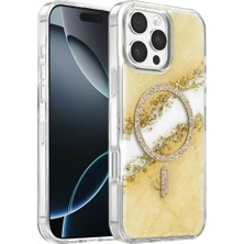 Techora Sale Mey Ithalat®   iPhone 16 Pro Max Lotus Simli Magsafe Kapak - Gümüş
