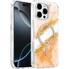 Techora Sale Mey Ithalat®   iPhone 16 Pro Max Lotus Simli Magsafe Kapak - Turuncu