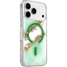 Techora Sale Mey Ithalat®   iPhone 17 Pro Max Lotus Simli Magsafe Kapak - Yeşil