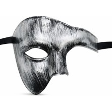 HBG Markt Mey Ithalat® Antik Eskitme Gümüş Erkek Yarım Maske - Phantom & Balo Maskesi