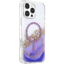 Techora Sale Mey Ithalat®   iPhone 16 Pro Max Lotus Simli Magsafe Kapak - Mor