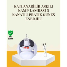 HBG Markt Katlanabilir Güneş Enerjili LED Çadır Lambası - 5 Kademeli Aydınlatma