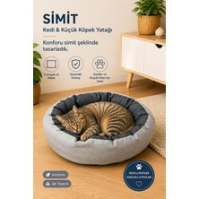 Glipet Kedi ve Küçük Irk Köpek Yatağı Yumuşak Minderli Simit Pet Yatağı Gri