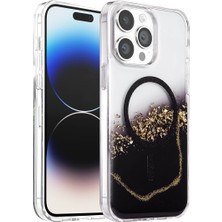 Techora Sale Mey Ithalat®   iPhone 14 Pro Max Lotus Simli Magsafe Kapak - Siyah