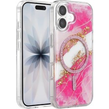 Techora Sale Mey Ithalat®   iPhone 16 Lotus Simli Magsafe Kapak - Pembe