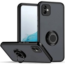 Renas Store Samsung Galaxy A06 Kılıf Montreal Yüzüklü Silikon Kapak - Siyah