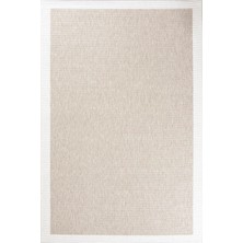 Hoom Rugs Lora 3210 Bej Çerçeveli Çizgili Pamuk Taban Hav Toz Vermez Sisal Halı