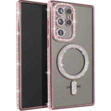 Renas Store Samsung Galaxy S25 Ultra Kılıf Joke Simli Magneticsafe Kılıf - Pembe