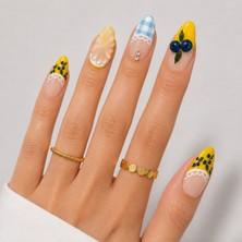 Takma Takma Ten Rengi Nail Art Kısa Badem El Yapımı Jel Tırnak KKBD-3512