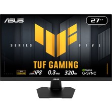 Asus Tuf Gamıng VG27AQM5F 27 Fast IPS Freesync ve G-Sync Uyumlu 2560X1440 0.3ms(min) 320Hz 300CD Dp HDMI Usb-C Hoparlör Vesa 3yıl Elmb, 95% Dcı-P3 Monitör