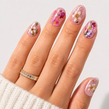 Takma Takma Renkli Nail Art Kısa Oval El Yapımı Jel Takma Tırnak KKBD1788 - Renkli-L