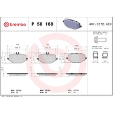 Kazan Hobi Brembo Fren Balatası, Arka Mercedes Gle Serisi V167, C167 (2018-2021), Gls Serisi X167 (2019 ve Sonrası) 132(W) x 19(T) x 60(H1)-70(H2) mm P50168