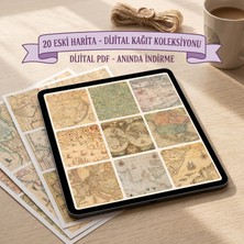 20 Adet Vintage Harita Dijital Arka Plan Kağıdı (3000X2000PX) - Fiziki Kargo Gönderilmez