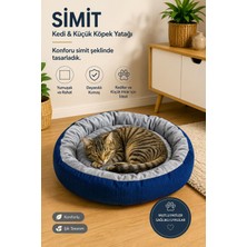 Glipet Kedi ve Küçük Irk Köpek Yatağı Yumuşak Minderli Simit Pet Yatağı Saks