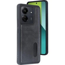 Renas Store Xiaomi Redmi 13C Kılıf Sara Kartvizitli Deri Kılıf - Siyah