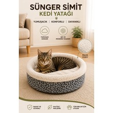 Glipet Sünger Simit Kedi Köpek Yatağı Desenli Gri