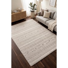 Koza Halı Sand Gri Krem Kolay Temizlenebilir Teras Bahçe Oturma Yatak Odası Koridor Makine Halısı 65543A, 50x80