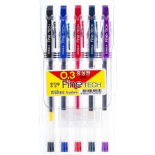 Kazan Hobi Dong-A Fine-Tech Excellent Writing"0.3 mm Gel Ink Pens (5colors) By Dong-A