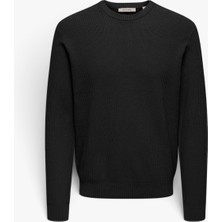 Only & Sons Onstobı Reg Ls Crew Knıt Erkek Siyah Kazak - 5044336