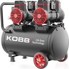 Kazan Hobi Kobb KBK50S2 4.0hp 50LT 8bar Çift Motorlu Yağsız Sessiz Taşınabilir Hava Kompresörü