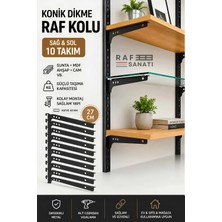 Raf Sanatı 10 Takım Raf Destek Kolu 27 cm – 40 Hatve – Ahşap Mdf Sunta Cam Raf Tutucu Raf Kolu Siyah